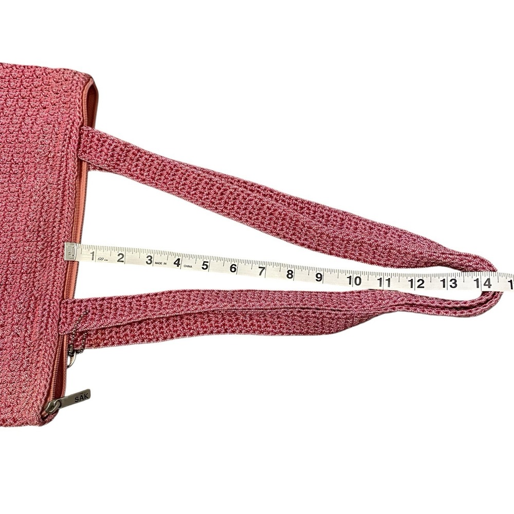 The Sak Crochet Shoulder Pink Tote Purse Lined Nylon Summer Hippie Beach Casual - Picture 6 of 9